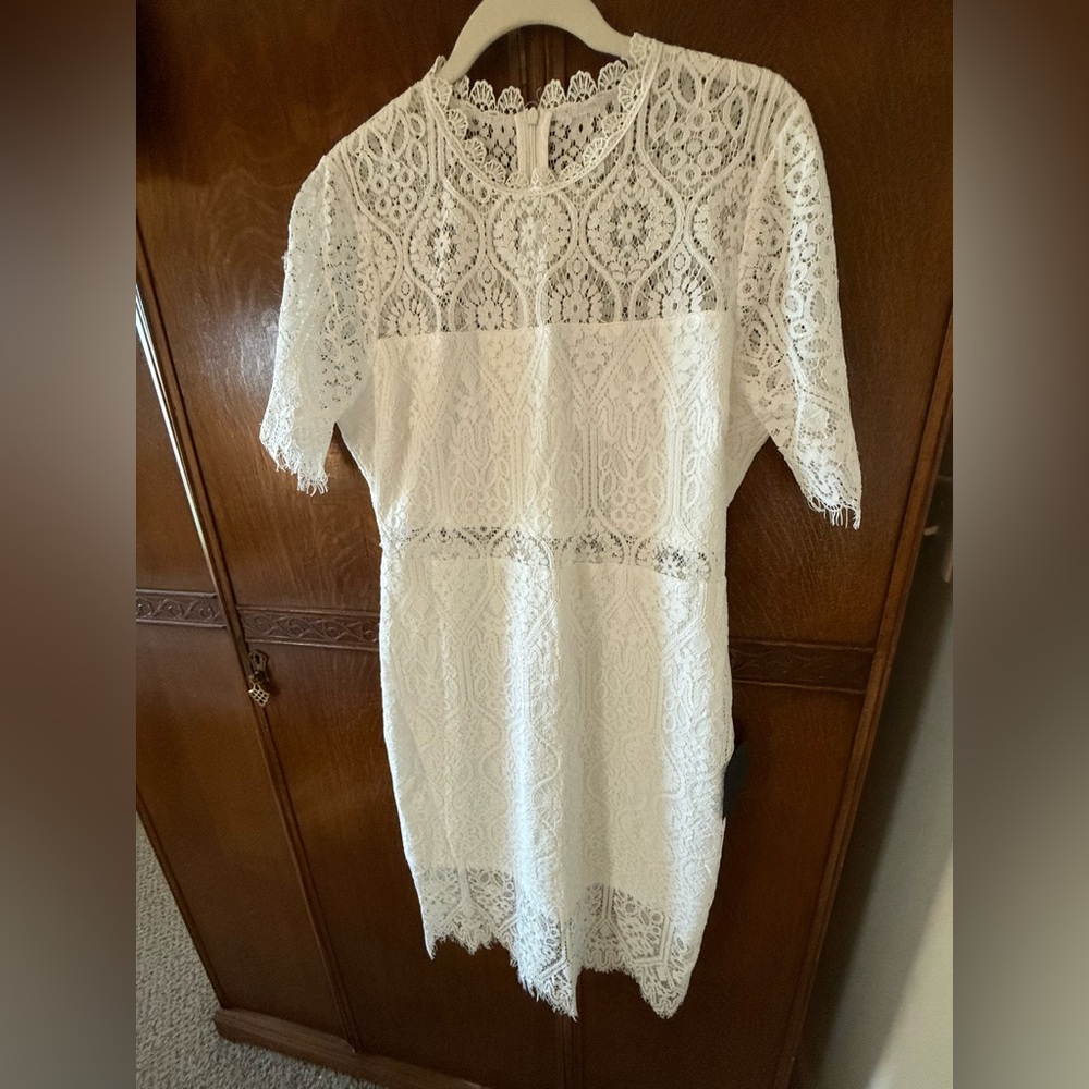Lulu's White Crochet Lace Midi Dress